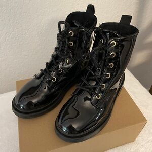 H&M Shiny Black Combat Boots